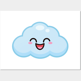 CUTE KAWAII CLOUD ANIME WEATHER KAOMOJI EMOTICON CARTOON Posters and Art